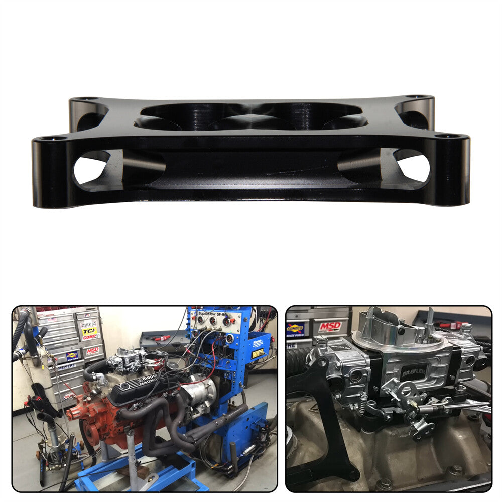 1 inch T6 Aluminum 4150 CNC Machined Carburetor Spacer Square Bore 4 Port Black