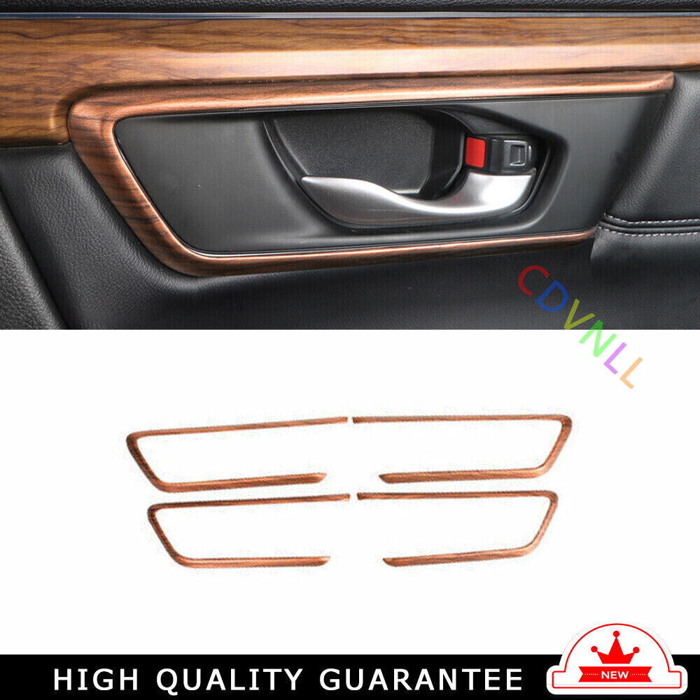 Inner Door Handle Cover Trim 4PCS for Honda CRV CR-V 2017-22 Matte Peach Wood
