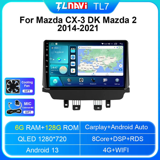 for Mazda CX3 for Mazda 2 DK 2014-2021 Android CarPlay Car Radio GPS Player Screen