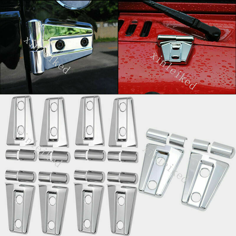 10P Chrome HoodCar Door Hinge Molding Cover for Jeep for wrangler JK JKU 2007-2017