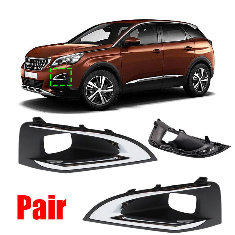 A pair of front bumper fog light covers for Peugeot 3008 P84 2016 2017 2018 2019 LHRH