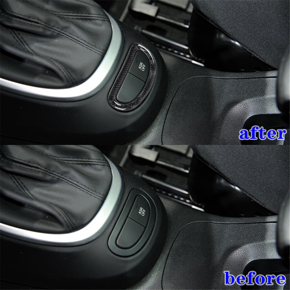 Carbon Fiber Gear Shift Floor Console Buttons Cover Trim For 2014-2017 for Fiat 500L