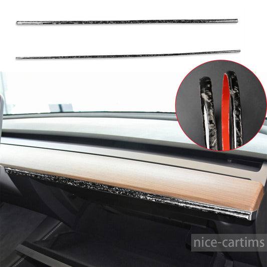 2¡ÁForged Carbon Dashboard Center Console Lower Trim for Tesla Model 3 /Y 2017-22