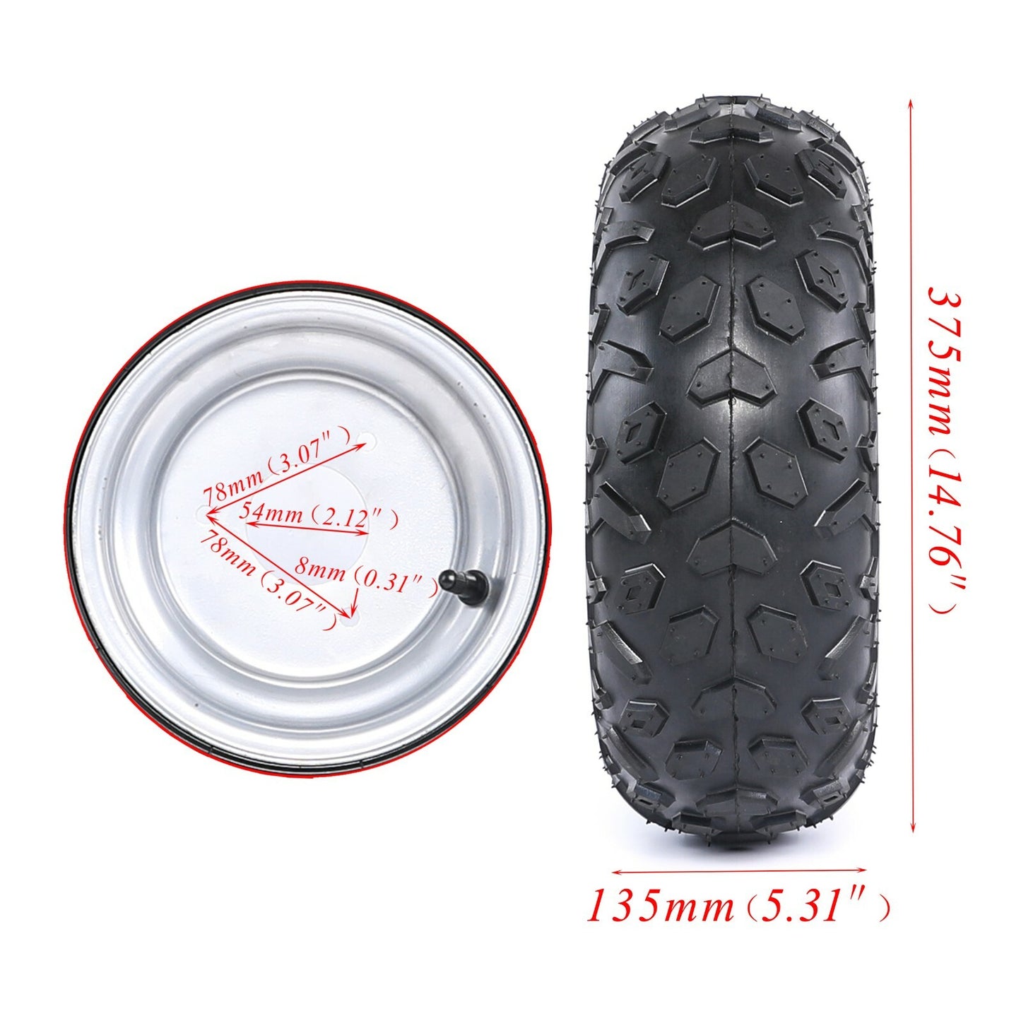 4 Pack 145/70-6 Tyre and Rim 6 Wheels for Go Kart ATV Quad Ride on Mower LT50