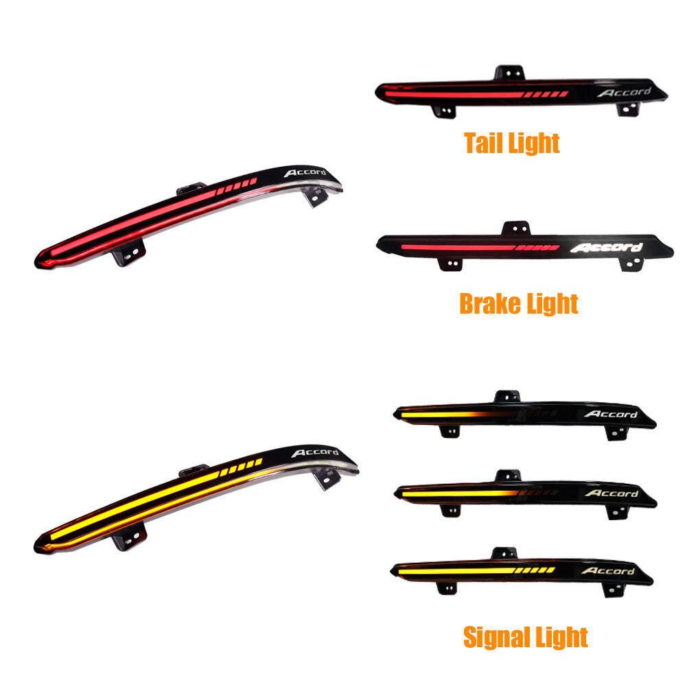 LED reflective tail brake lights for Honda Accord 2018-2021, rear bumper lights in black.