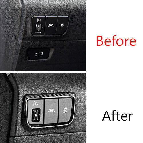 Car Inner Headlight Button Frame Cover Trim 1 for Kia K5 2021-2022 Carbon Fiber