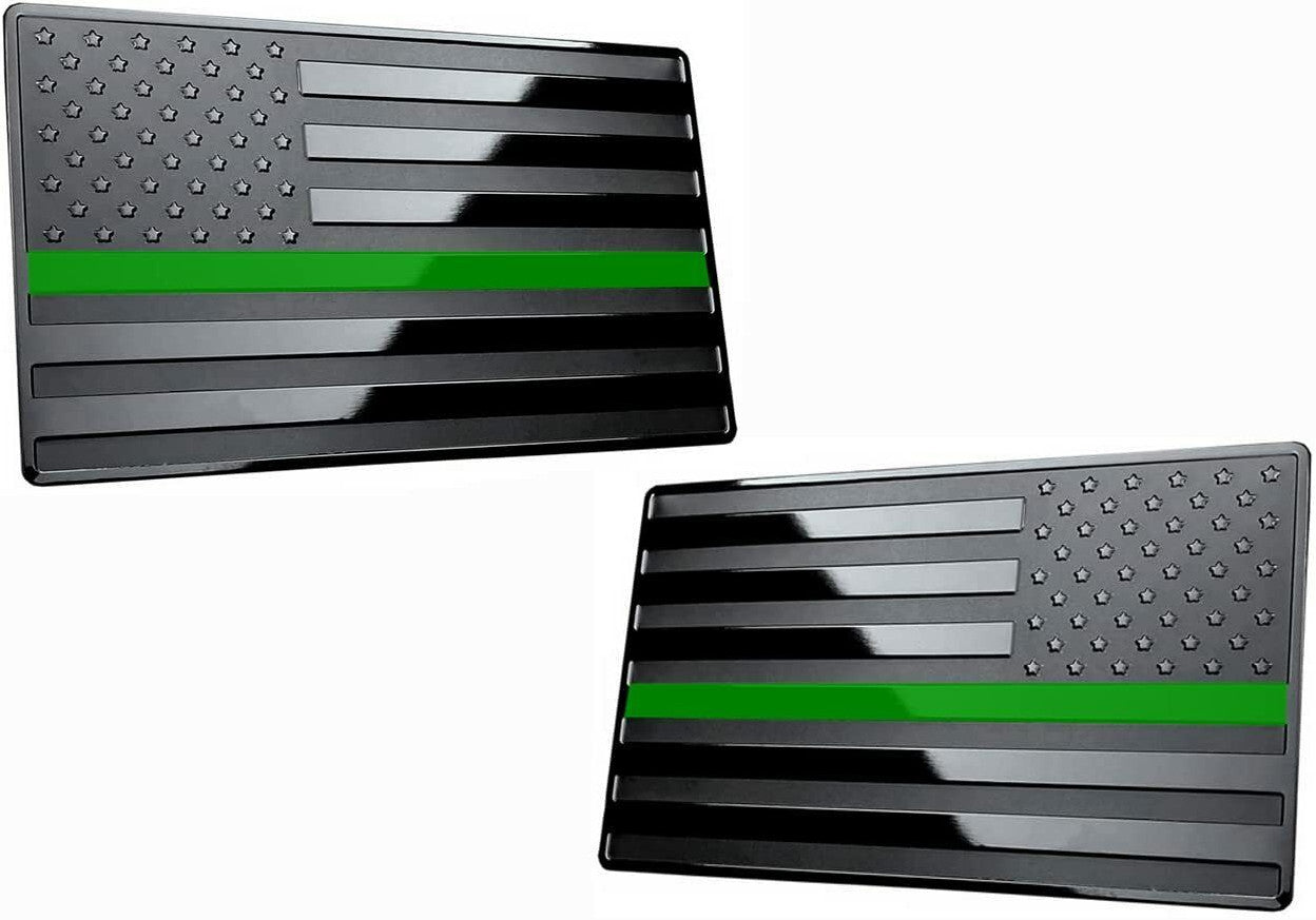 2-piece car side fender rear trunk badge American flag black and green for Chevrolet