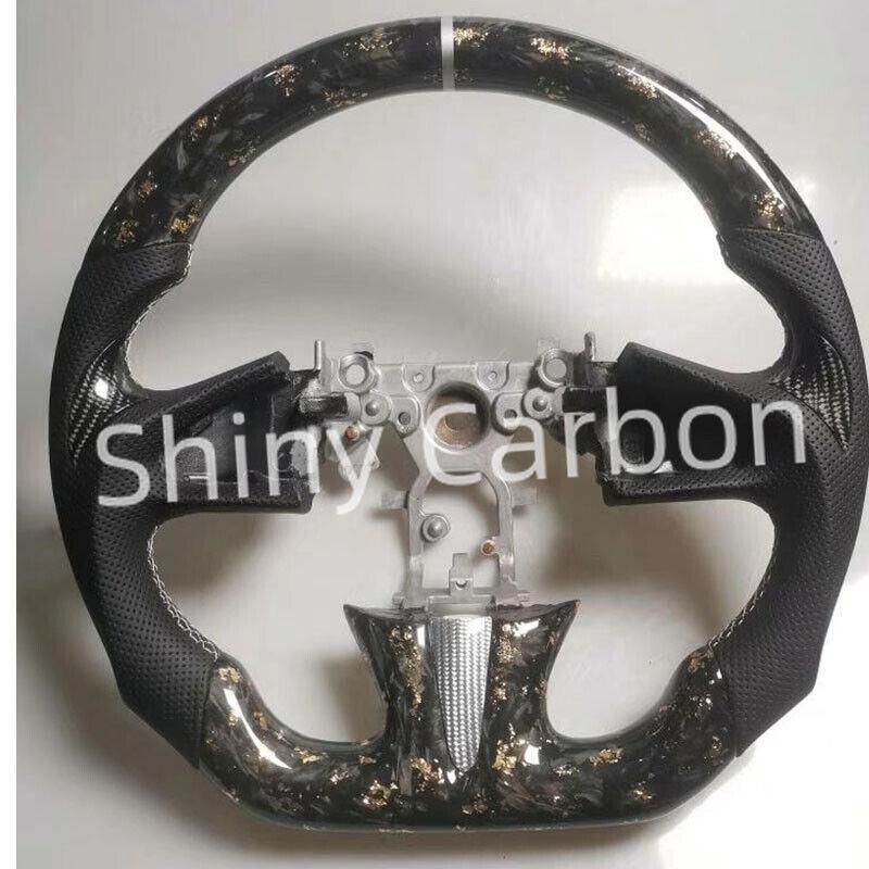 Forged carbon fiber steering wheel with gold flame design for Infiniti Q50 Q50L 2013-2017