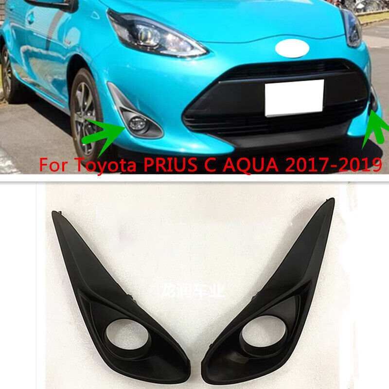 1Pair ABS Front Bumper Fog Lamp Cover Bezel for Toyota PRIUS C AQUA 2017-2019