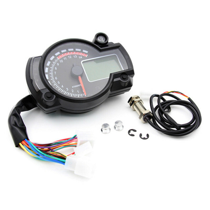 7 Colors LCD Universal Motorcycle Speedometer Gauge Digital Tachometer Odometer