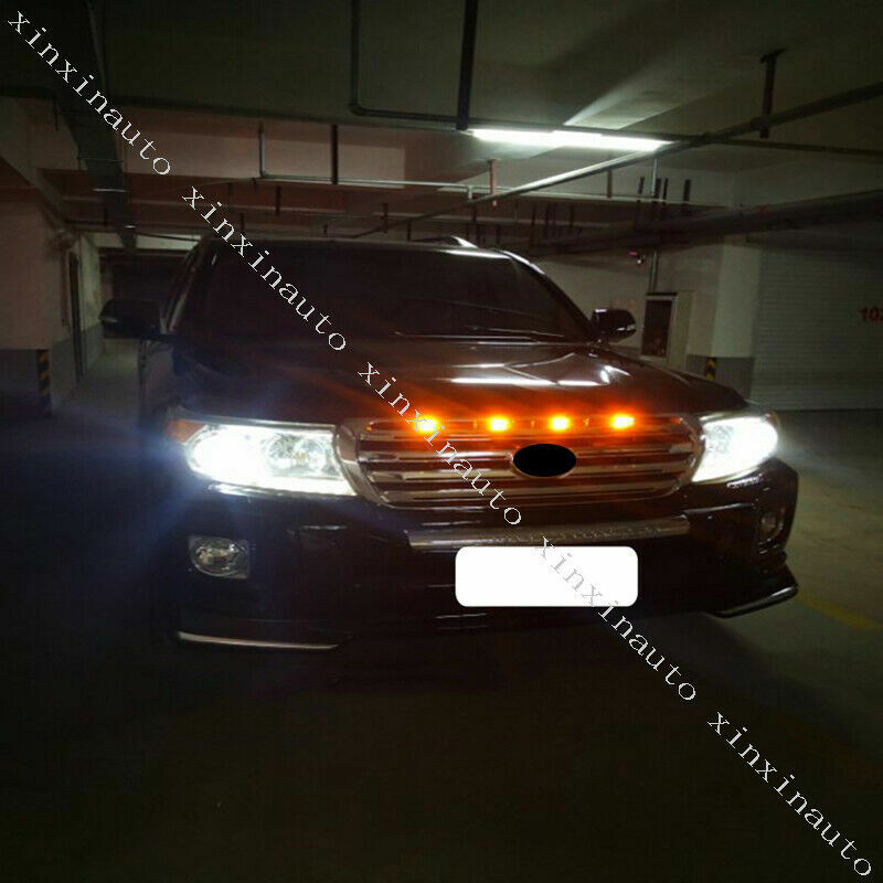 4 LED Front Bumper Grille Light Bars Decor trim for Toyota for Land Cruiser 12-2015