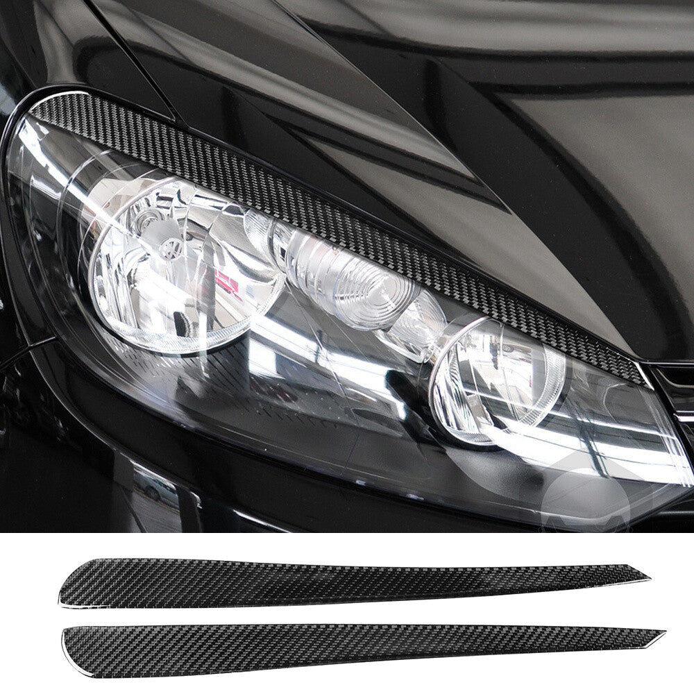 Carbon Fiber Front Headlight Eyelids Eyebrow Trim for VW for Golf 6 VI MK6 2009-2012