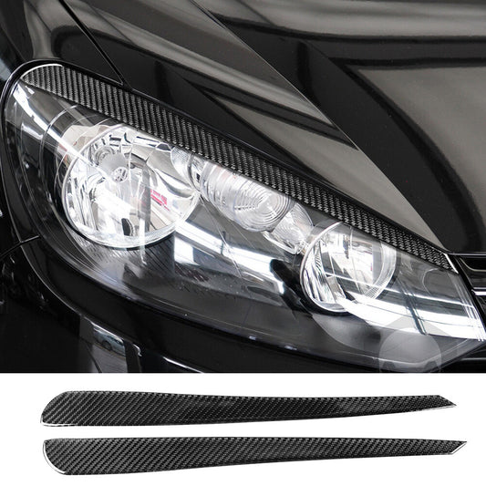 Carbon Fiber Front Headlight Eyelids Eyebrow Trim for VW for Golf 6 VI MK6 2009-2012