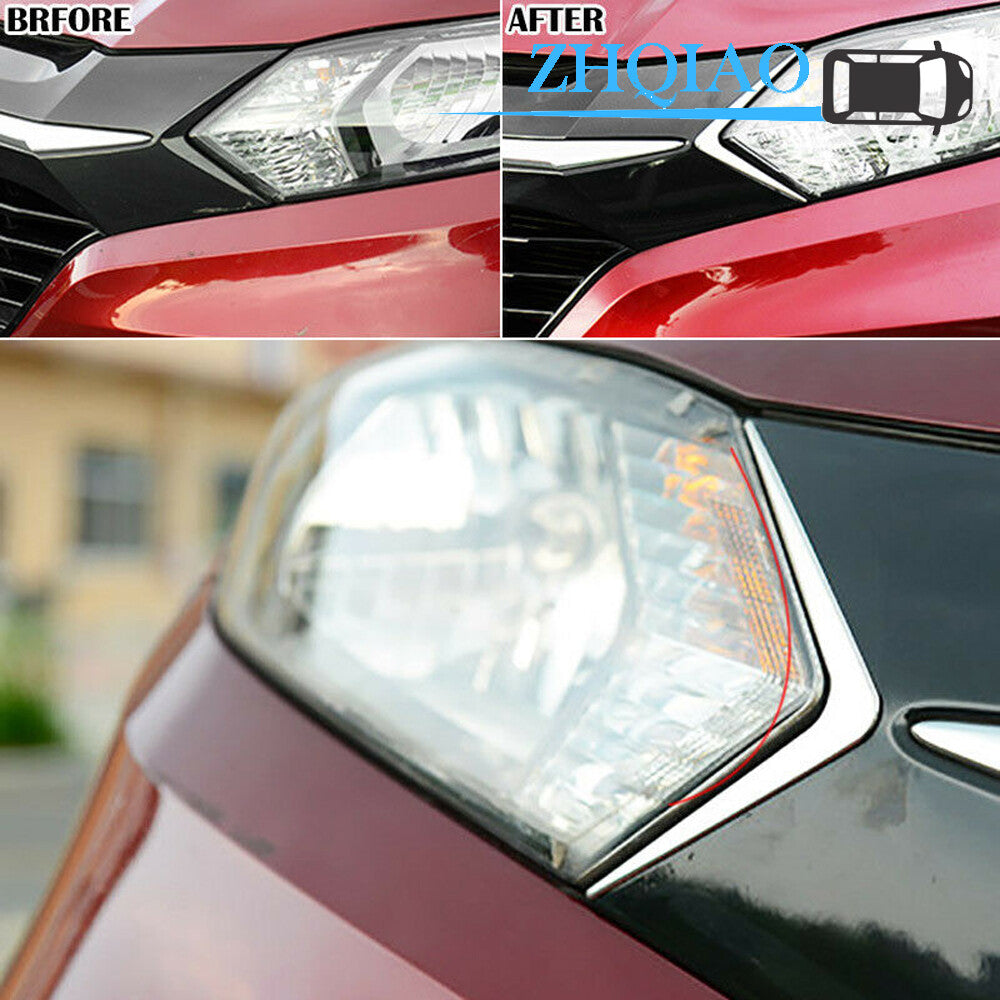Chrome Front Light Head Lamp Eyebrow Cover Trim Fits for Honda HR-V HRV Vezel 16-18