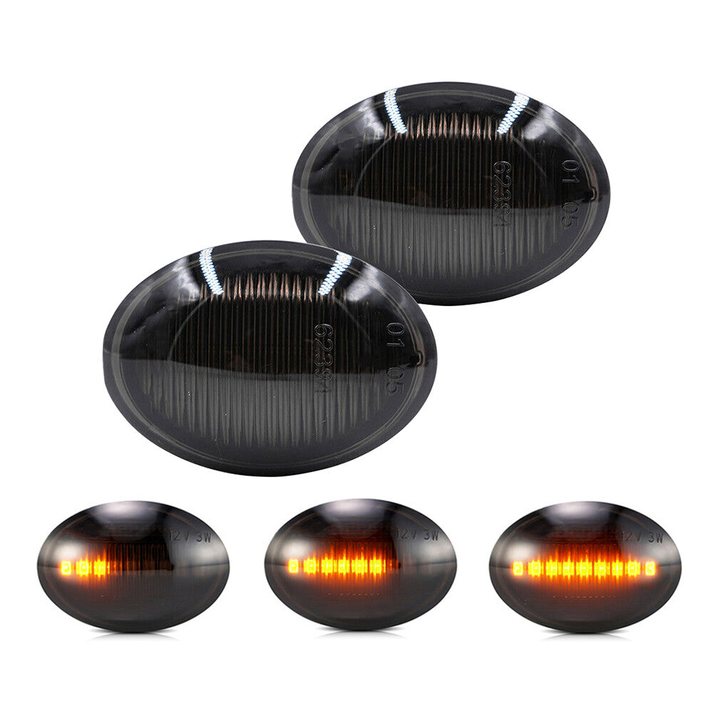 2x Smoked Dynamic LED Side Marker Turn Signal Light for Fiat 500 for Abarth 2007-19
