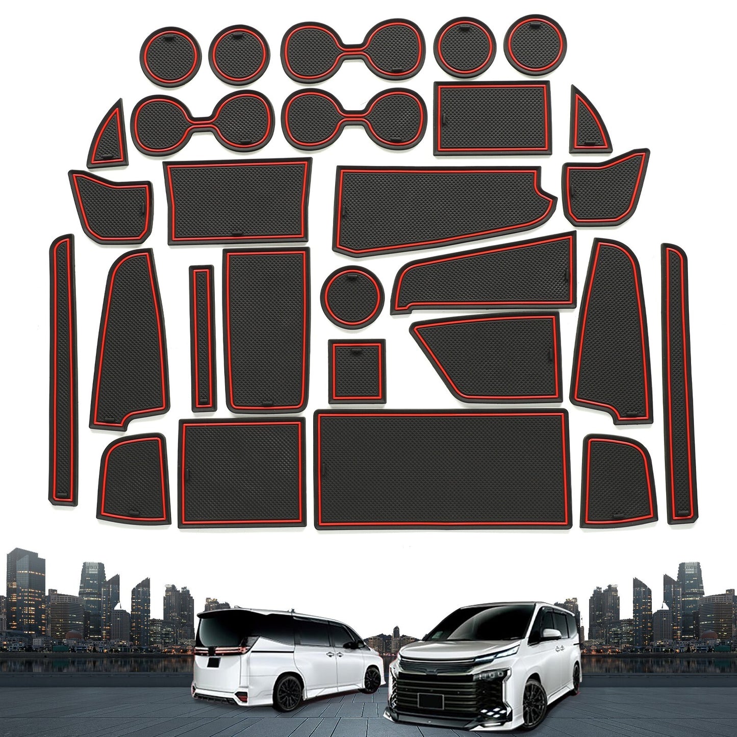 Anti-Slip Gate Slot Pad for Toyota Noah Voxy 90 Series Mat Car Accessories RED