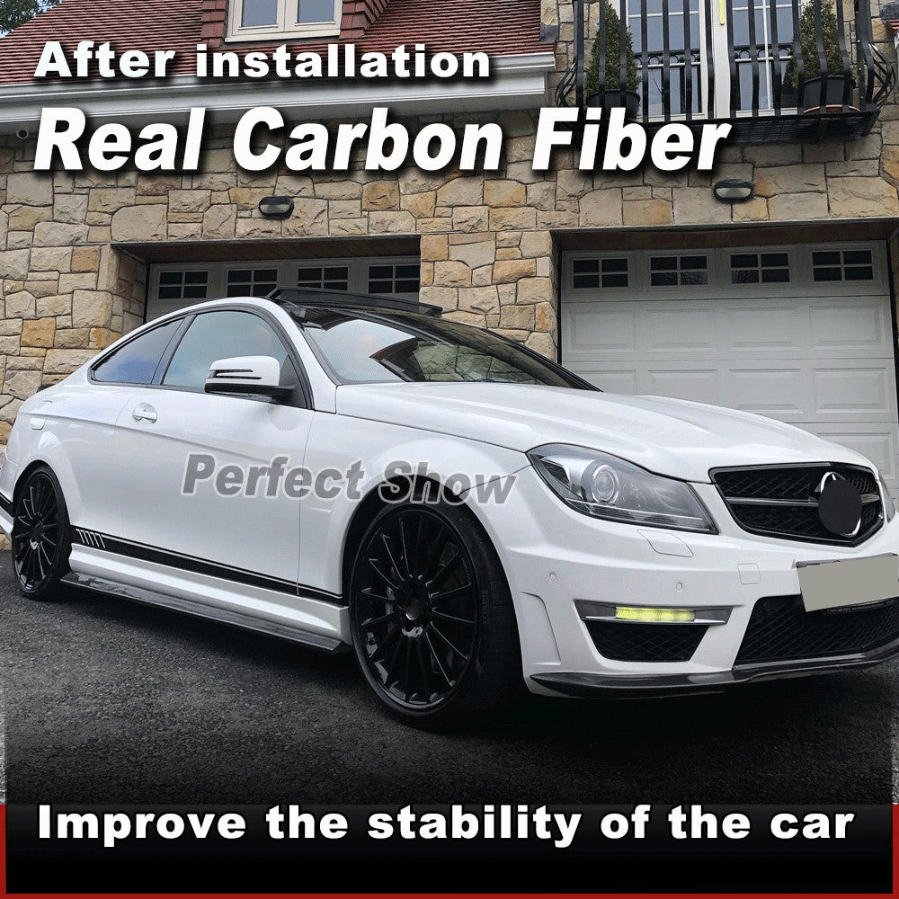 Fit for Mercedes-Benz W204 C63 08-15 Carbon Fiber Side Skirts Extensions Lip
