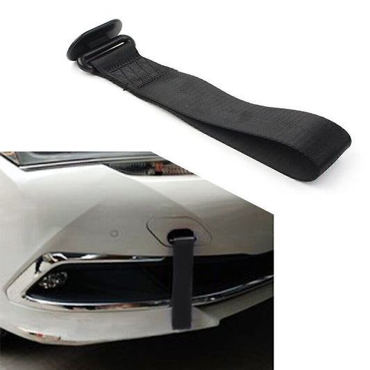 Car Tow Towing Strap Belt Rope Rally Hook Universal Rear/Front Bumper Black