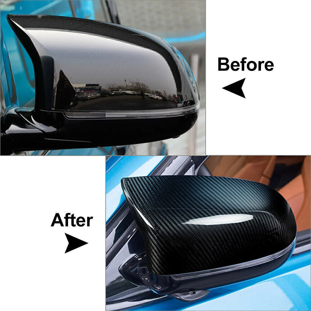 CARBON FIBER SIDE MIRROR COVER CAPS OVERLAY FOR 15-18 for BMW F85 X5M F86 X6M 2PCS