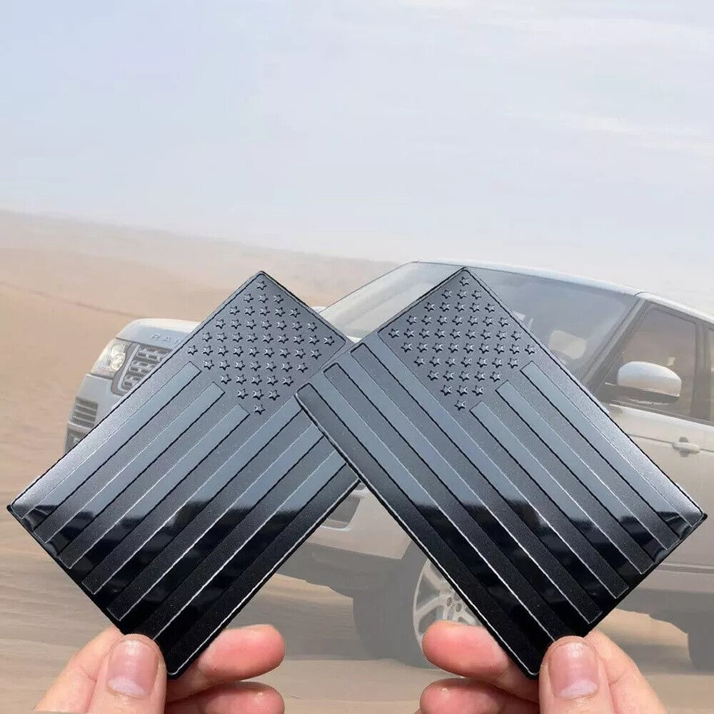 Black Sticker Metal American Flag Car Truck Decal Body Emblem Accessories X2
