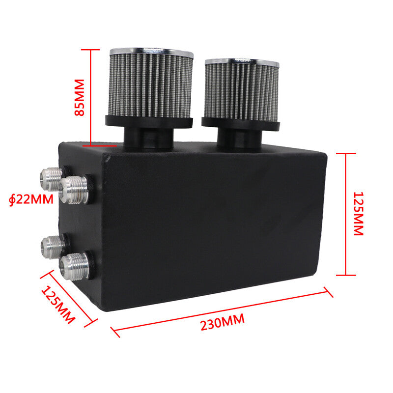 4-port aluminum alloy oil tank separator filter black