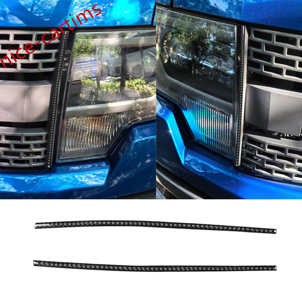 2¡ÁSoft Carbon Fiber Front Grille Side Strips Panel Cover for Ford F150 2009-2014