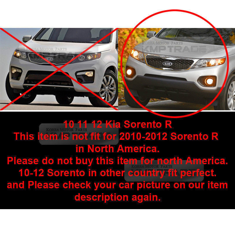 Set Front Bumper Fog Light Lamp Cover Connector for KIA Sorento 2010 2011-2012