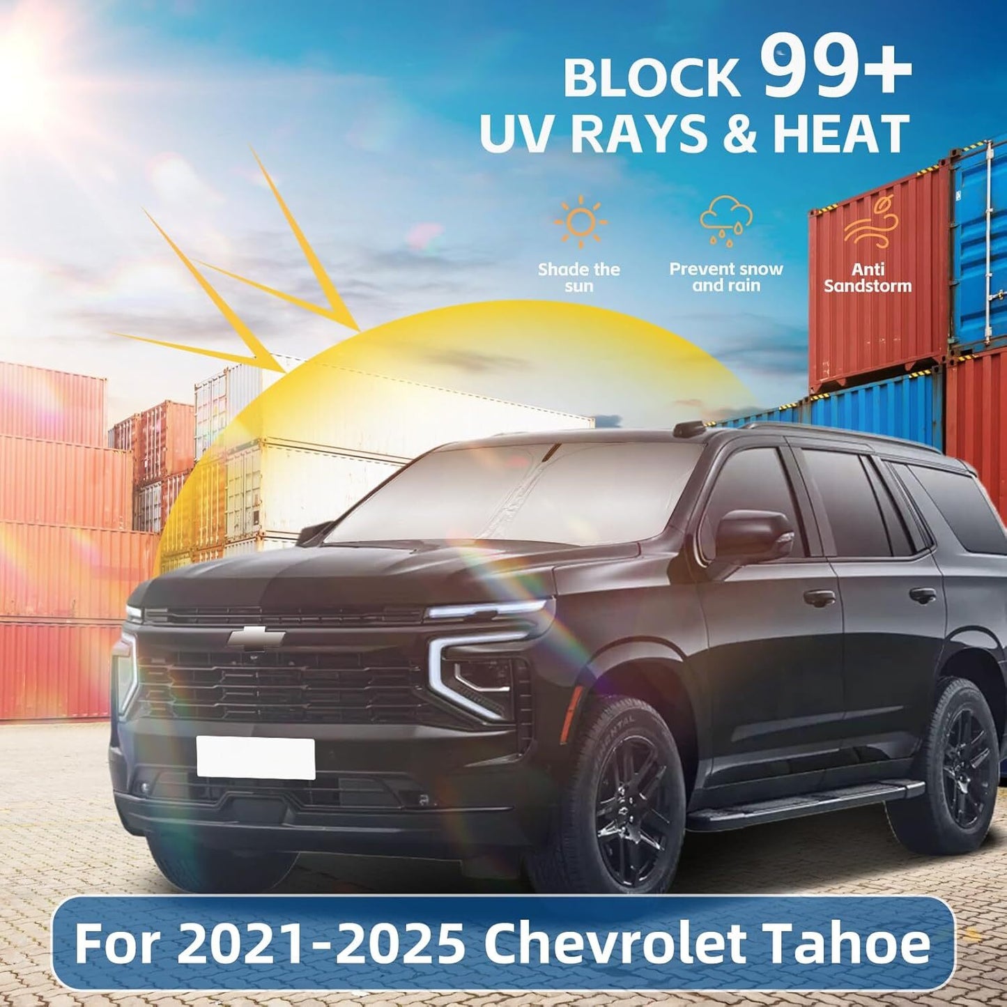 For 2021-2025 for Chevy Tahoe Car Front Windshield Sun Shade Reflective UV Cover