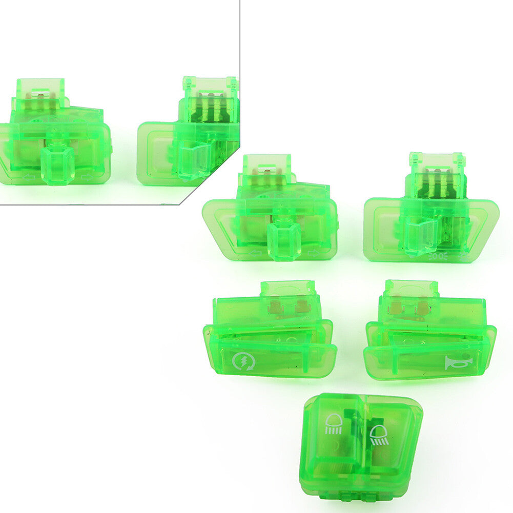 5pcs Scooter Start Horn Turn Signal Headlight High Low Switch Housing Caps Green