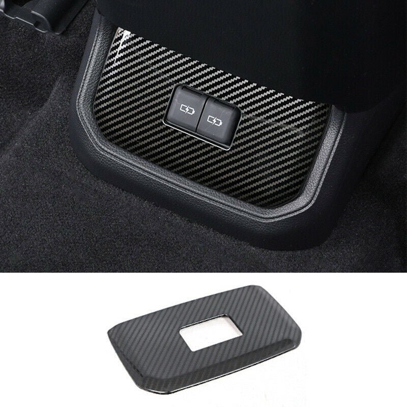 Carbon Fiber Rear USB Socket Control Panel Trim for Toyota Highlander 2020-2023