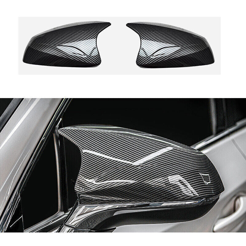 Carbon Style ABS Horn Side Rearview Mirror Cover Trims for LEXUS NX RX 2017-2023