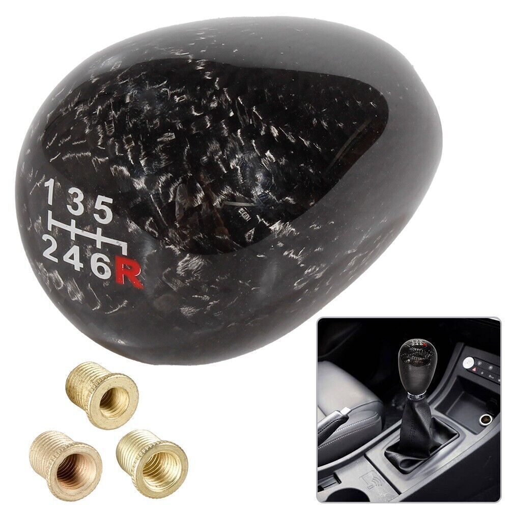 Real Black Carbon Fiber Car Universal Handle Gear Stick Shift Knob Shifter Lever