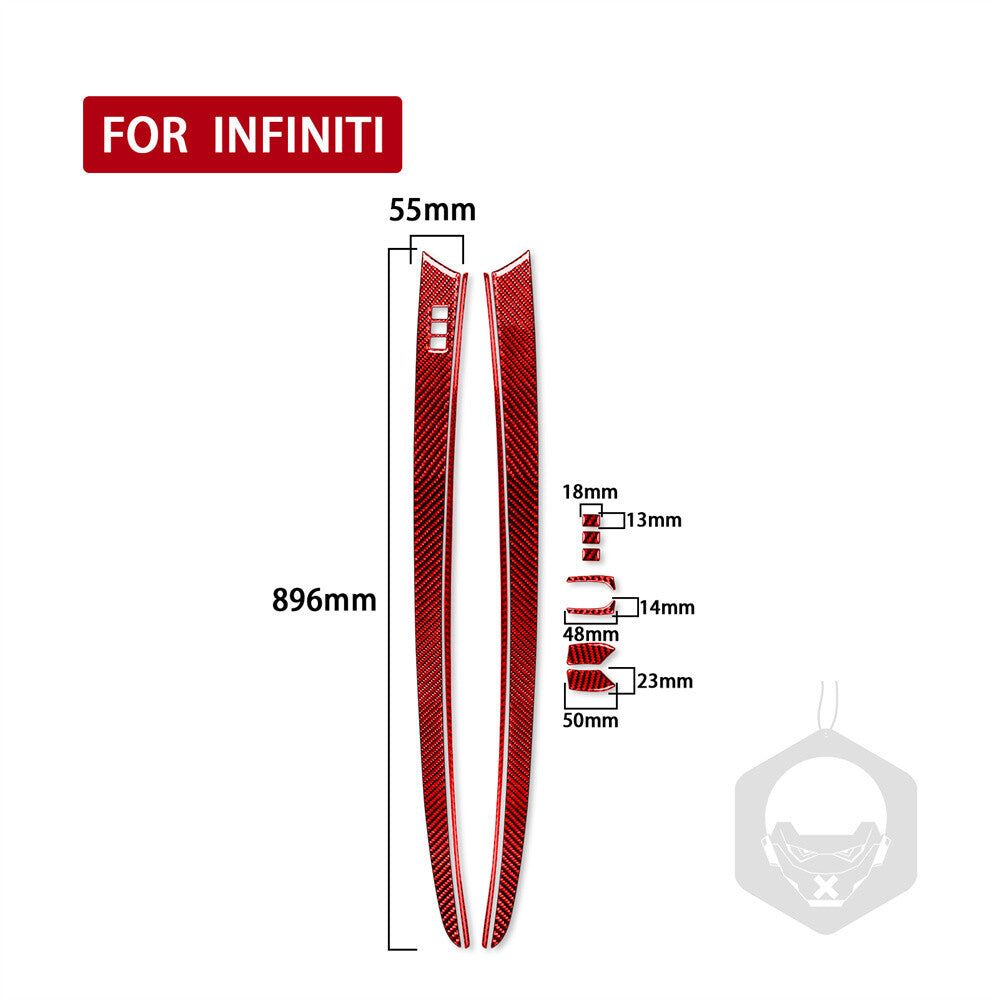 11¡ÁRed Carbon Fiber Interior Door Panel Trim Fit for Infiniti G37 2-Door 2010-13