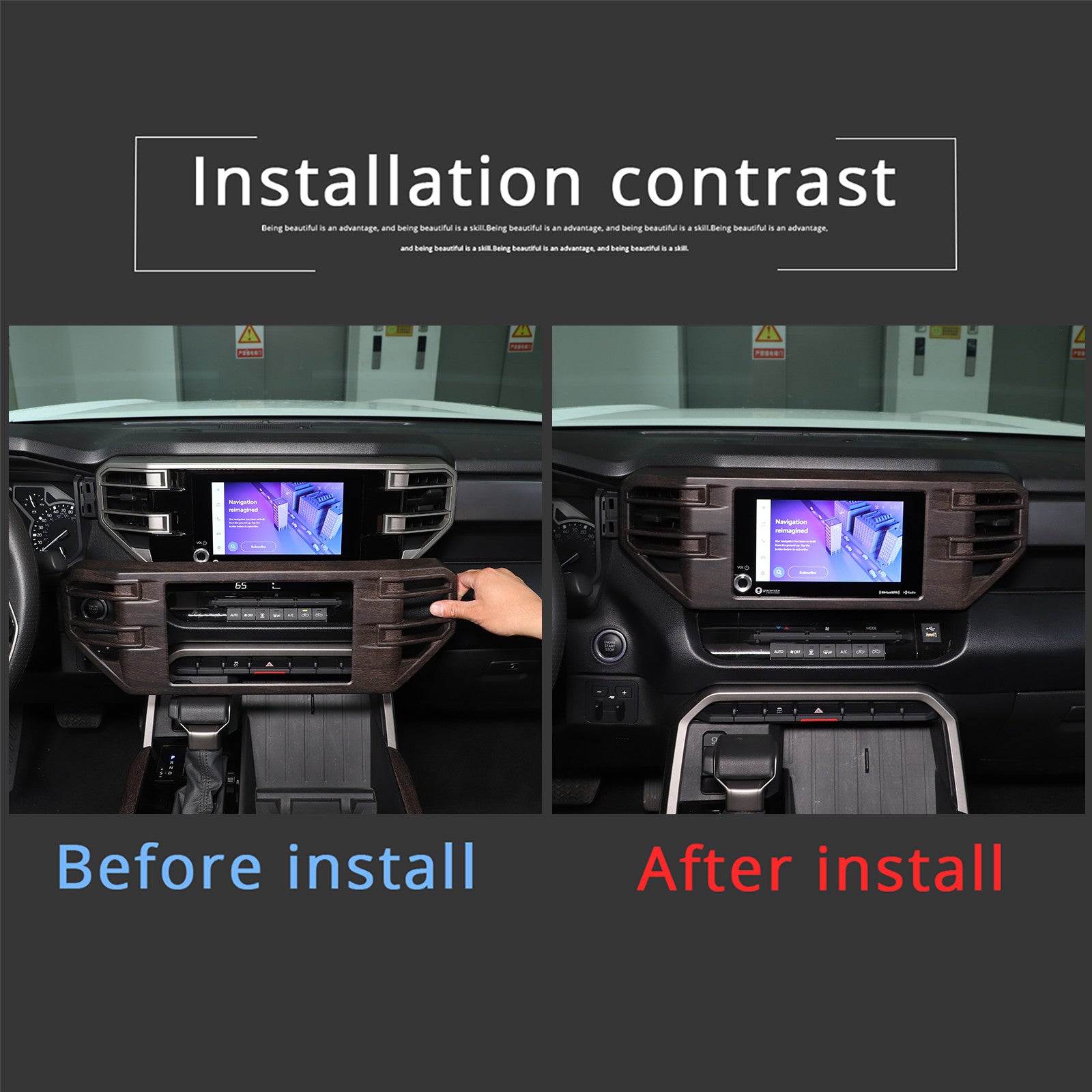 2 ABS Red Center-Shifted Side Decorative Strip Cover for Toyota @Tundra Sequoia 2022-23