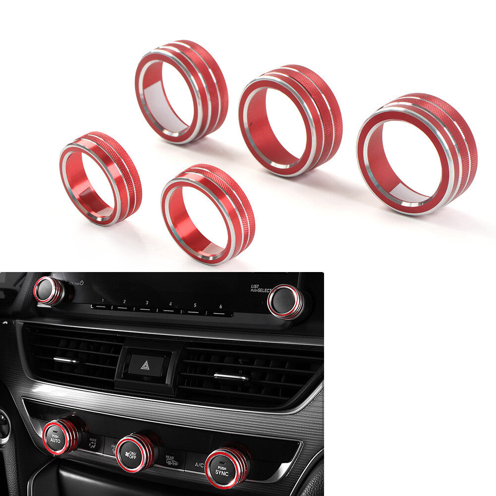 Control Switch Knob Ring Cover Trim Fit for Honda Accord 10th Generation 2018-22 Red