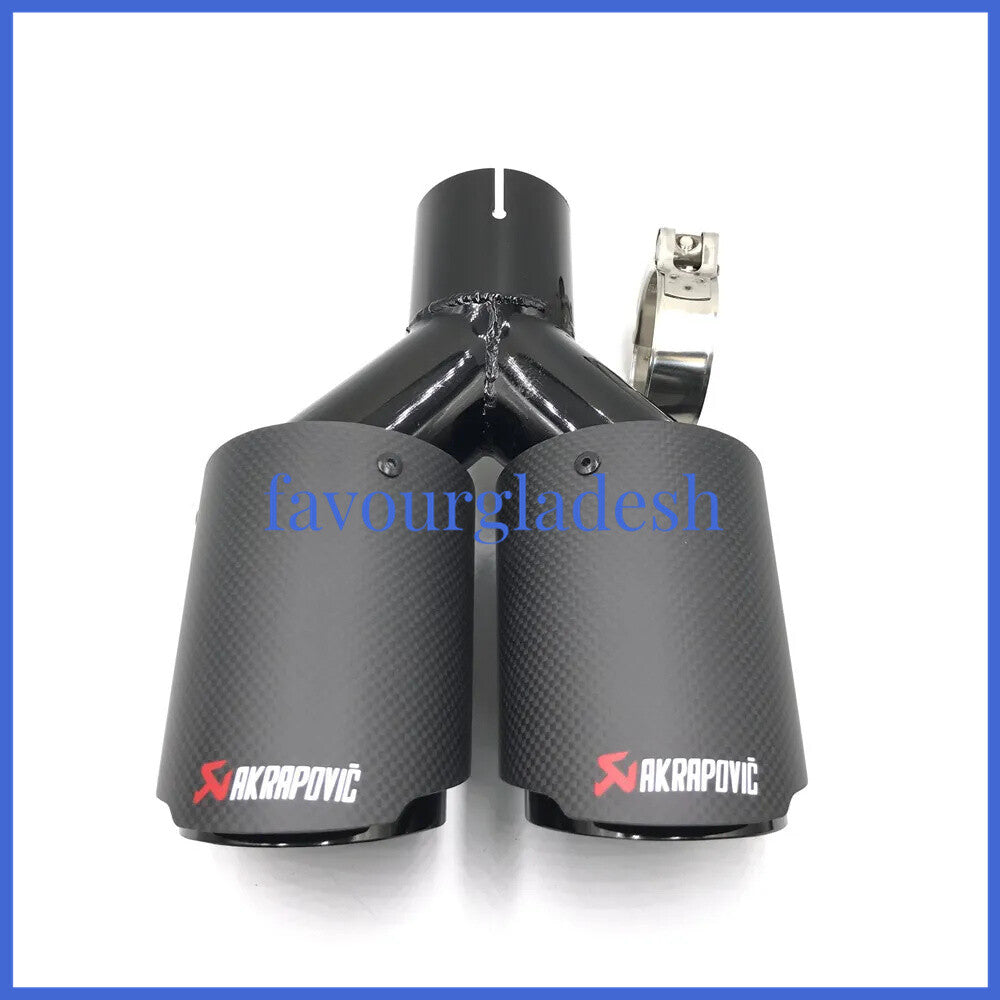 1PCS ID:2.5 (63mm) OD:4.5 (114mm) Akrapovic Carbon Fiber Exhaust Tip Dual Pipe
