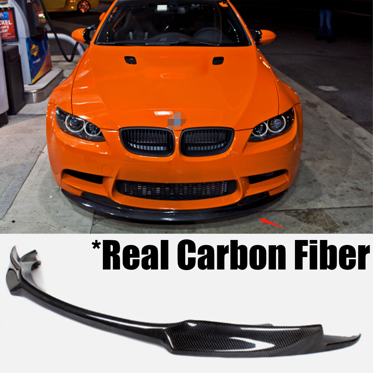 V Style Front Bumper Lip Real Carbon Fiber For 2008-2014 for BMW E92 M3 3 Series