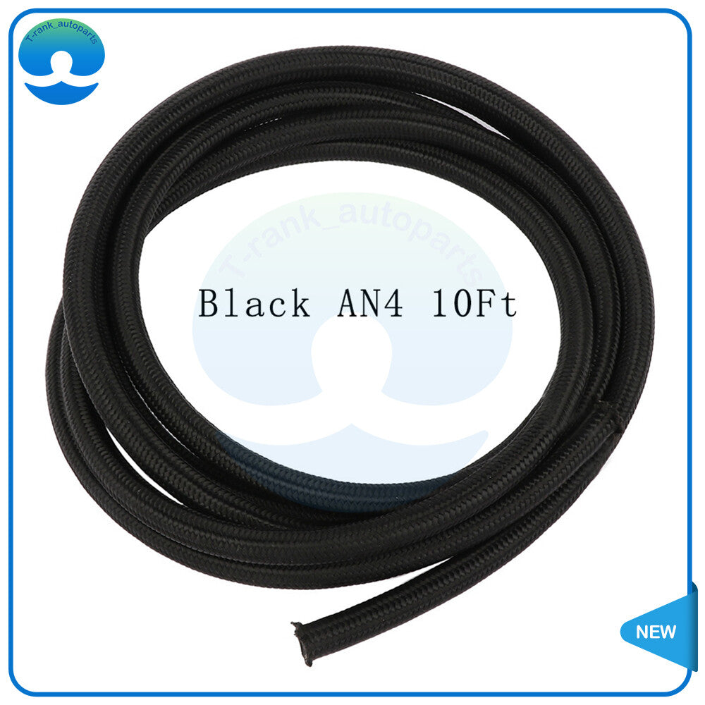 Black Small Engine Hose Universal Braided CPE Oil Fuel Gas Line Hose 10Ft An4