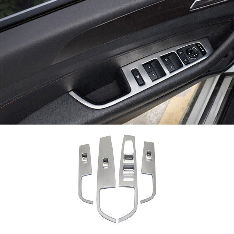 for Hyundai Sonata 2015-2019 Silver Car window lift panel switch cover trim 4x
