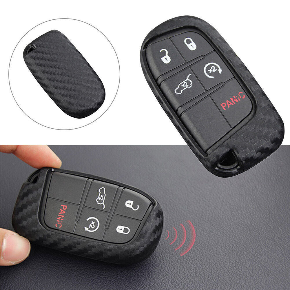 for Dodge Journey Charger for Jeep Carbon Fiber Look Car Key Fob Case Cover Shell