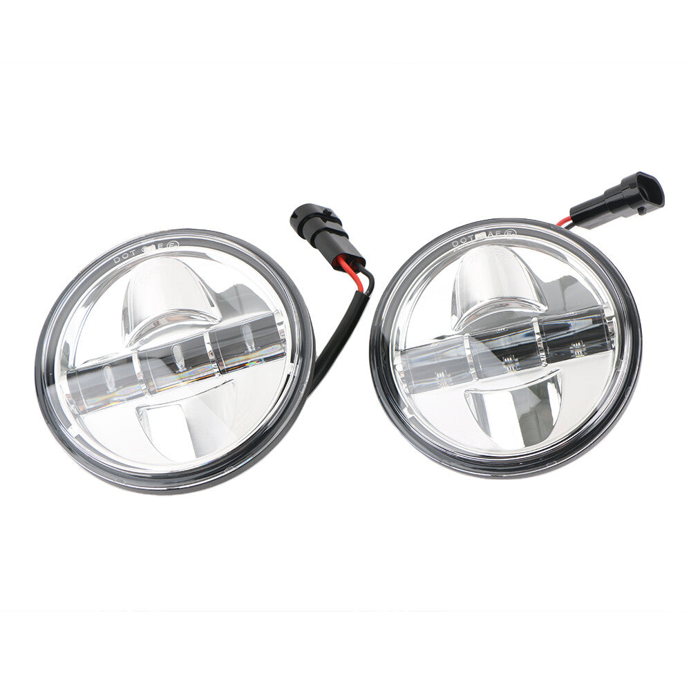 A pair of 4.5-inch LED projector circular fog light ring spotlights suitable for Harley