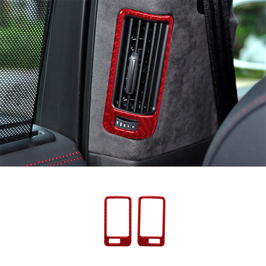 2Pcs Red Carbon Fiber Rear Pillar Vent Outlet Cover Trim for Audi Q7 2007-2015