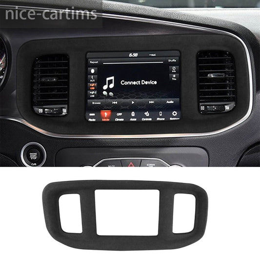 Suede Black Gray Central Control Navigation Panel Trim for Dodge Charger 2015-23