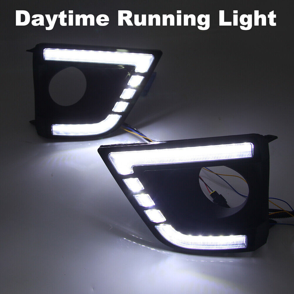 Pair LED DRL Daytime Running Light Turn Signal Lamp for Toyota for Corolla 2014-16