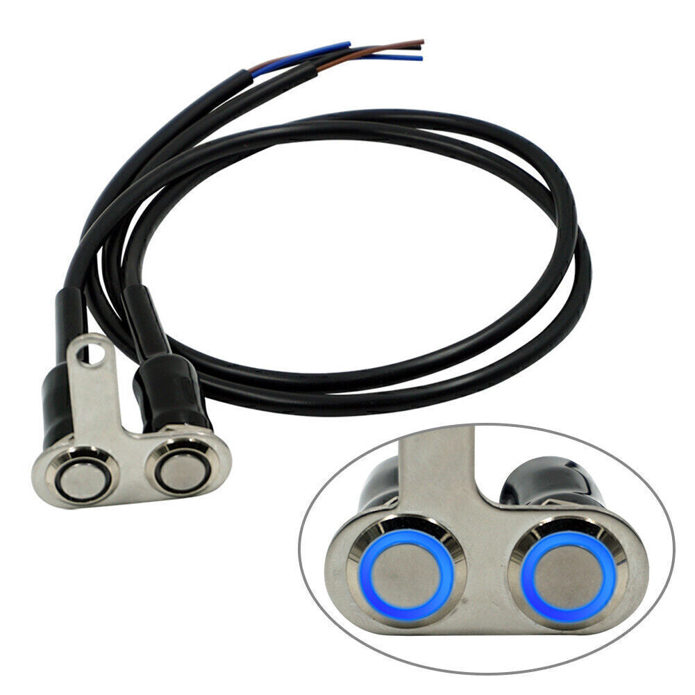Left 12V LED Switch Handlebar Adjustable Mount Waterproof Switch Universal blue