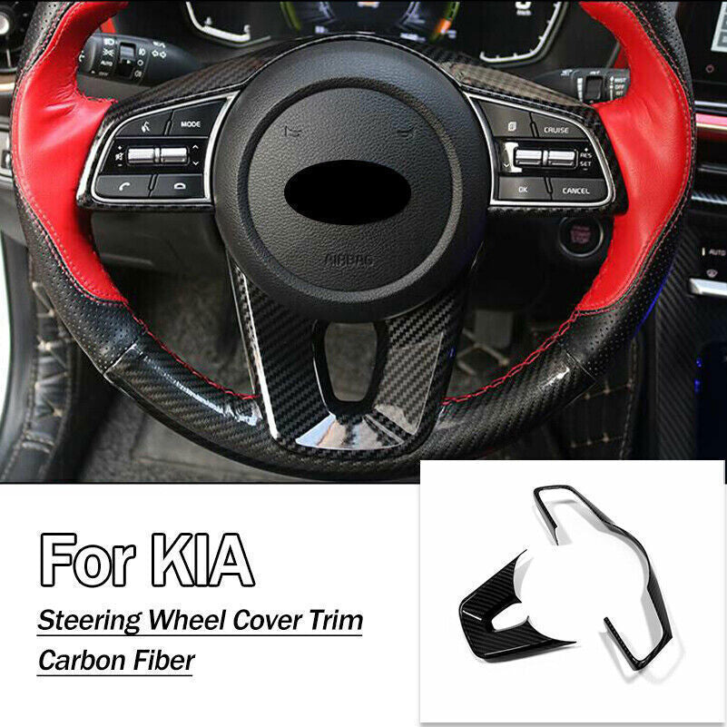 for Kia Forte K3 2019-2021 Carbon Fiber Look Steering Wheel Frame Cover Trim 2X