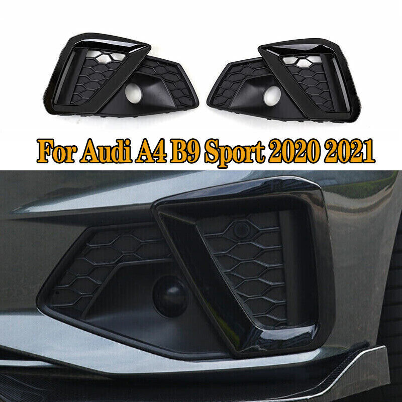 Black front bumper fog light cover trim for Audi for A4 B9 Sport 2020 - 2022 ABS