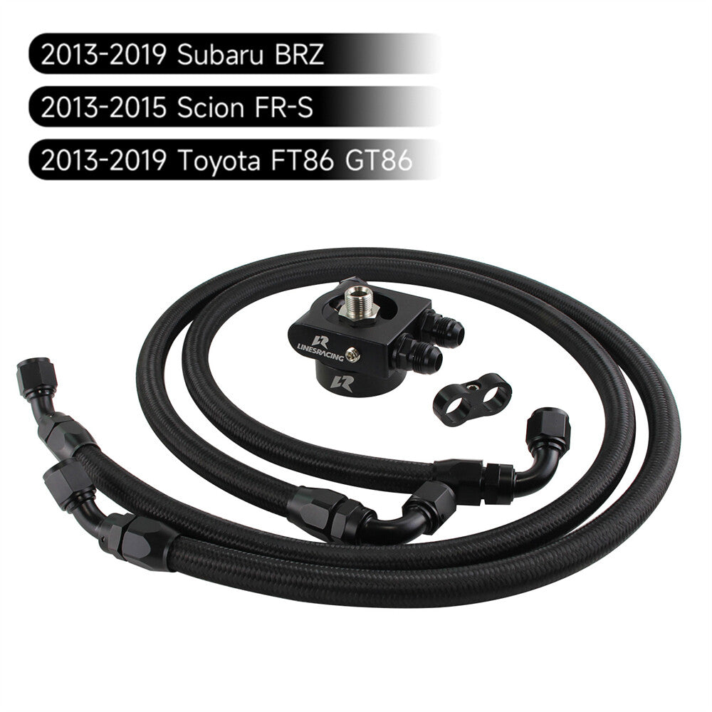 Oil Filter Sandwich Adapter with Hose Kit for Subaru BRZ for Scion -S GT86 FT86 BK