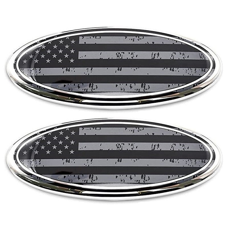 2pcs 9inch  for ford  F150 US Flag Front Grille Tailgate Emblem Oval Badge Decals