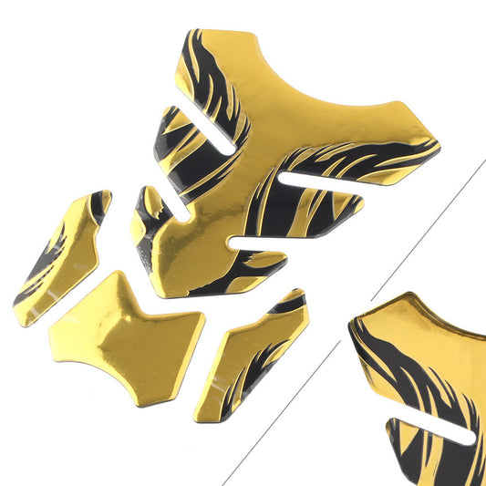 Gold Motorcycle Tank Pad Gel Oil Gas Fuel Tank Protector Fishbone Decal Sticker